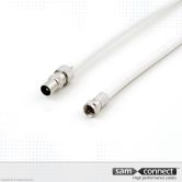 Câble coaxial RG 6, IEC vers F, 1.5 m, m/m